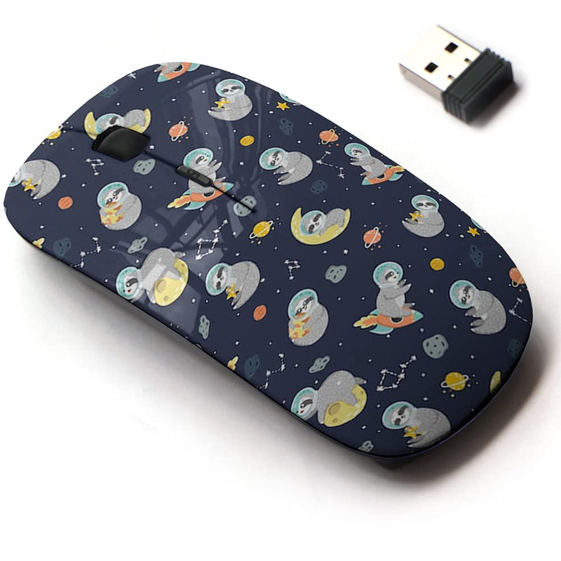 [Australia - AusPower] - 2.4G Wireless Mouse with Cute Pattern Design for All Laptops and Desktops with Nano Receiver - Space Funny Sloth 