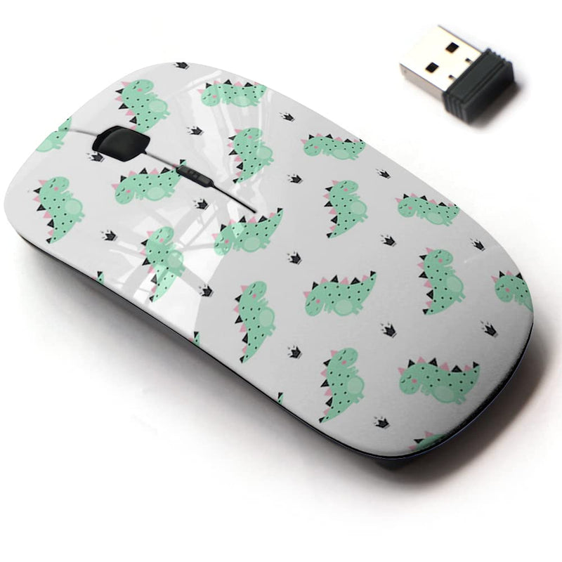 [Australia - AusPower] - 2.4G Wireless Mouse with Cute Pattern Design for All Laptops and Desktops with Nano Receiver - Cute Dinosaur Crowns 