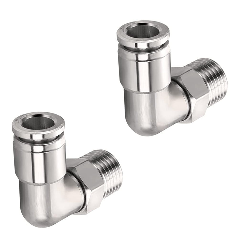 [Australia - AusPower] - Jienk 2Packs Pneumatic 304 Stainless Steel Male Elbow 1/2" Tube OD x 1/2" NPT Thread Push to Connect Air Fittings,90 Degree Quick Connector for Air Compressor Air Horn Air Bag 