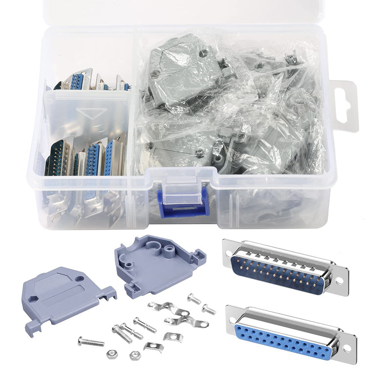 [Australia - AusPower] - ANMBEST DB25 Solder Connector, 25PIN RS232 Terminal Adapter Breakout Board with Case Assortment Kit(5PCS Male + 5PCS Female) 
