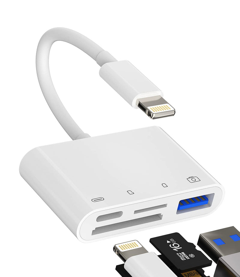 [Australia - AusPower] - Camera Memory SD Card Reader Compatible for iPhone,Compatible with Lightning Male to USB Female OTG Adapter Micro TF Power Charging Splitter Charger Connector for Apple for ipad 12 11 xs xr x Camera 