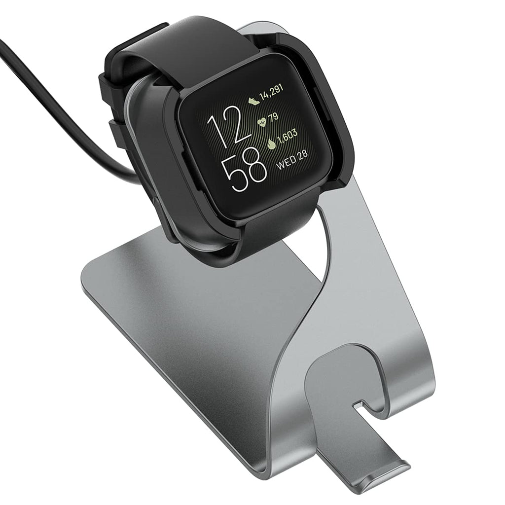 [Australia - AusPower] - EXMRAT Charger Stand Compatible with Fitbit Versa 2, USB Charging Dock Cable 4.9ft Cord for Versa2 Smartwatch (Grey) Grey 