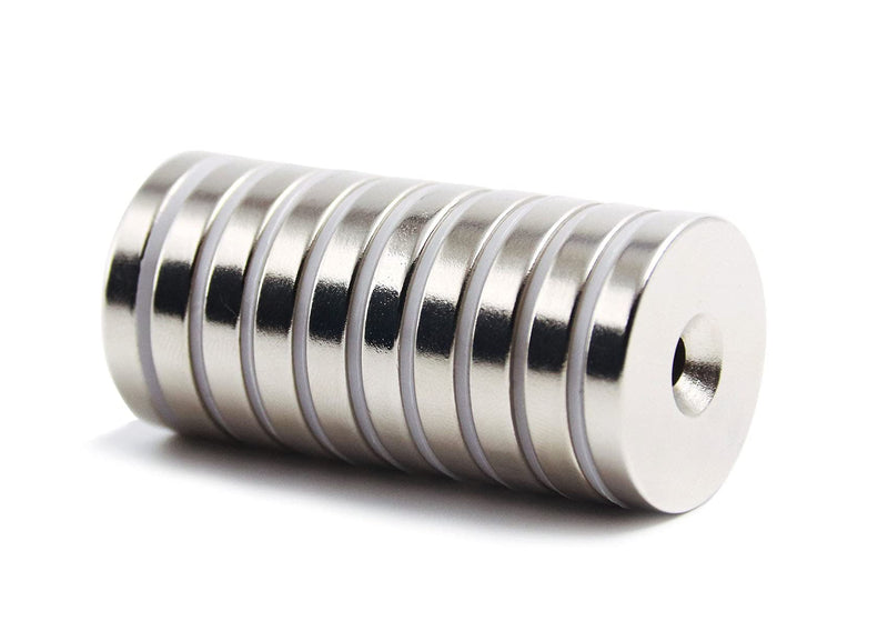 [Australia - AusPower] - ZDYWY 10 Pieces 18 x 4mm with 5mm Countersunk Hole Disc Fastener Magnets Rare Earth Refrigerator Neodymium Magnets - 0.7 inch D x 0.15 inch H with 0.2 inch D Screw Hole 
