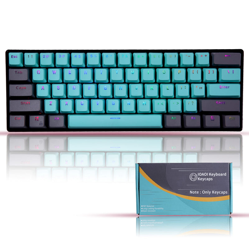 [Australia - AusPower] - IOAOI 60 Percent Keycaps, 61 Keycaps OEM Profile Keycaps PBT Keycaps for Cherry MX Switches /GH60/ RK61/ ALT61/ Annie Mechanical Keyboards with Key Puller (Cyan Gray) - Only Keycaps Color04 