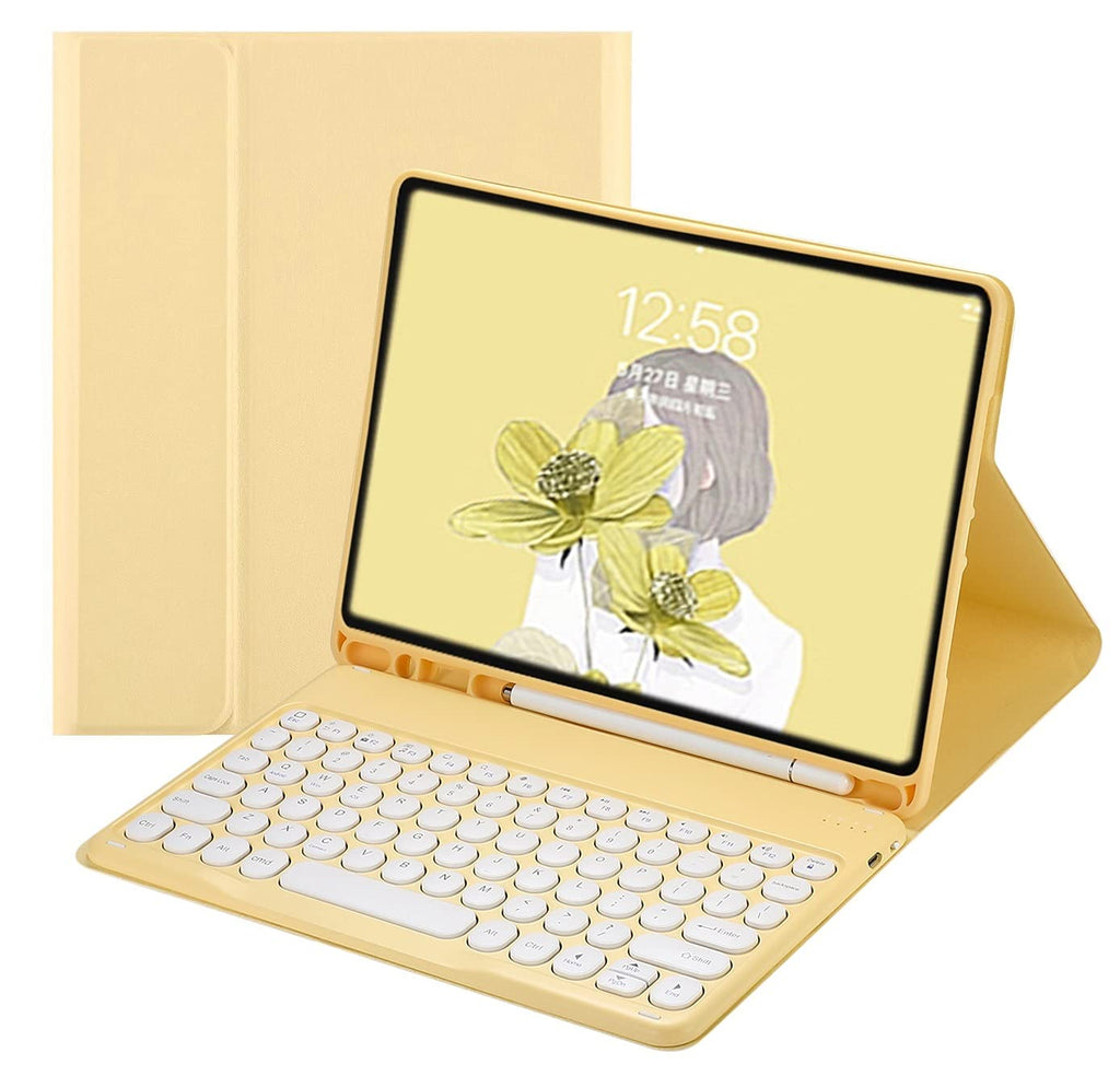 [Australia - AusPower] - 2021 New iPad 9 iPad 8 iPad 7 10.2" Air 3 Pro 10.5 Keyboard Case Cute Round Key Color Keyboard Wireless Detachable BT Keyboard Cover for iPad 9th 8th 7th Air 3rd Generation (iPad10.2/10.5",Yellow) iPad9/iPad7/iPad8/Air3/Pro10.5 Yellow 