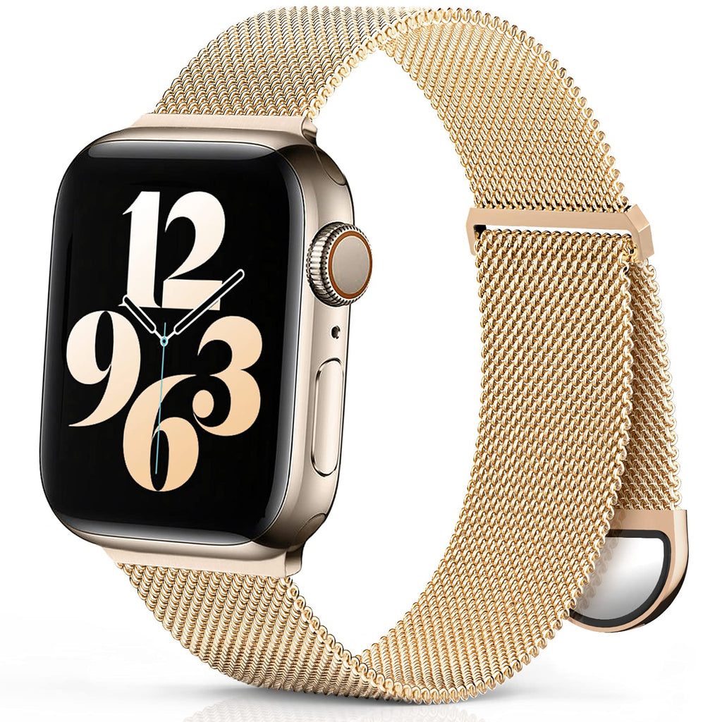 [Australia - AusPower] - ZALAVER Metal Band Compatible with Apple Watch Bands 38mm 40mm 41mm 42mm 44mm 45mm, Adjustable Magnetic Stainless Steel Mesh Replacement Strap Compatible with iWatch Series 7 6 5 4 3 2 1 SE Women Men Rose Gold 38mm/40mm/41mm(Wrist Size 5.5-7.3 inch) 