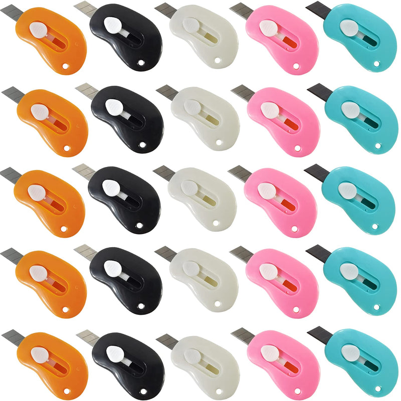 [Australia - AusPower] - YOOHUA 25PCS Mini Retractable Utility Knife Box Cutter Letter Opener, Random Color 