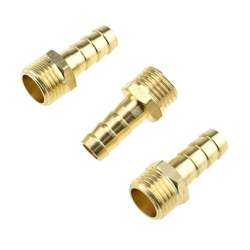 [Australia - AusPower] - Auleswet Brass Quick tapered Coupler 1/4 inch Hose Barb to 1/4 NPT Male Fitting Clamp Connector Seal Bite Tight No Air Leak Pop off Flow Smooth Solid Brabed Splicer for Water Fuel Plumbing Pipe 3Pcs 1/4″ Barb to 1/4 NPT Male Thread-3Pcs 