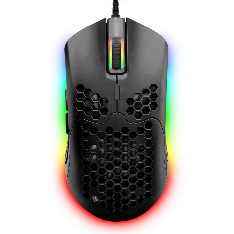 [Australia - AusPower] - Lightweight Gaming Mouse,26 Kinds RGB Backlit Mice,PixArt 3325 12000 DPI Mouse,Ultralight Honeycomb Shell Ultraweave Cable Mouse and Anti-Key Can Be Set for PC Gamers and Xbox and PS4 Users(Black) Black RGB 