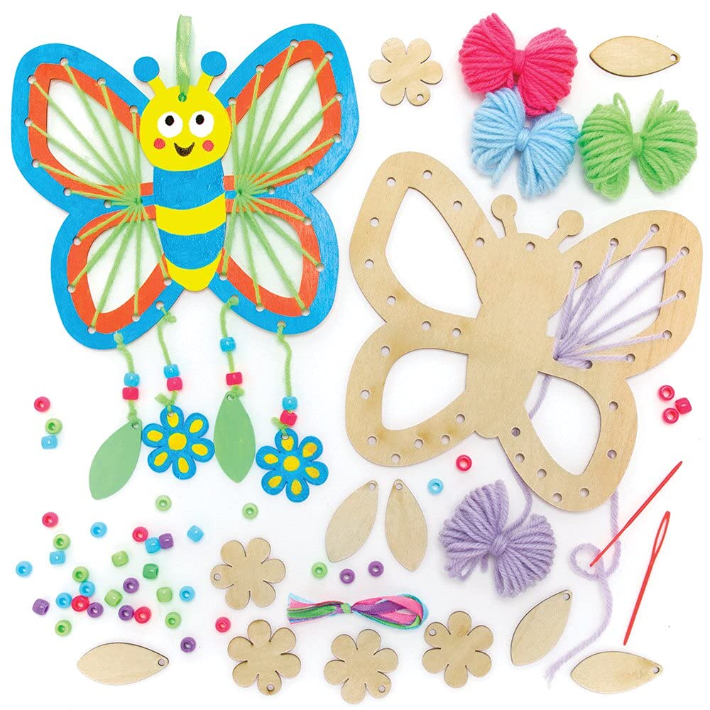 [Australia - AusPower] - Baker Ross Butterfly Wooden Dreamcatcher Kits - Pack of 4, Make Your Own Dream Catcher, Craft Set for Children to Decorate and Display (FE152) 