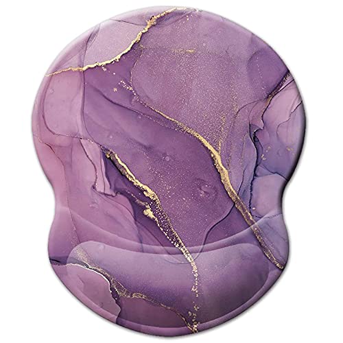[Australia - AusPower] - Ergonomic Mouse Pad with Wrist Rest Support, Cute Mouse Pads with Non-Slip Rubber Base, Office Mousepad for Laptop Computer, Pain Relief Gamepad Mat for Office & Home (Purple-Marble-Wrist) Purple-marble-wrist 