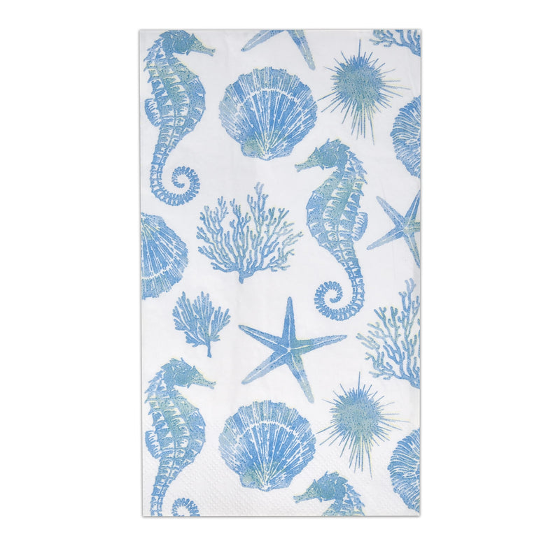 [Australia - AusPower] - 100 Sea Horse Guest Napkins 3 Ply Disposable Paper Tropical Ocean Beach Starfish Shell Teal Seahorse Dinner Hand Napkin for Gym Bathroom Powder Room Wedding Birthday Party Coastal Decorative Towels 