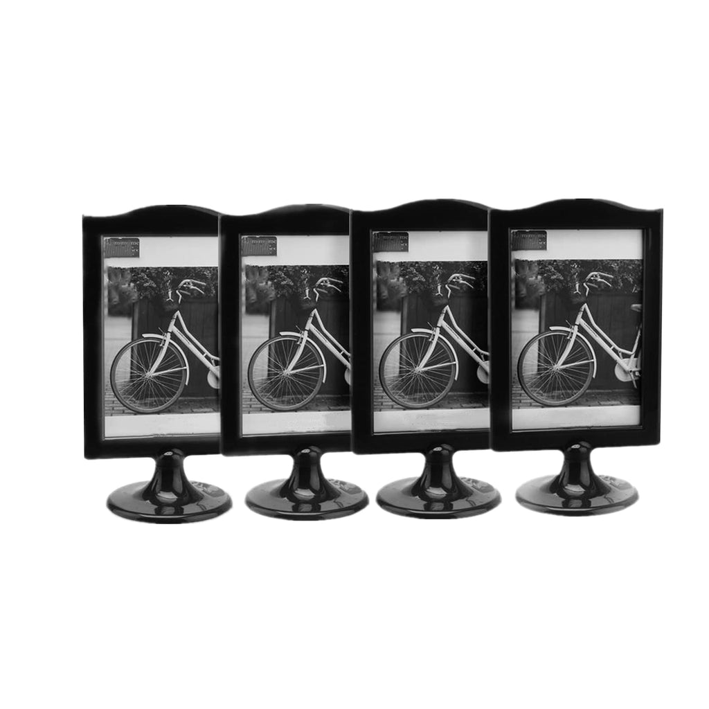 [Australia - AusPower] - 4 Pack Standing Photo Frames,Self Standing Photo,Vertical Mount Sign Holders 4x6", Double Sided Tabletop Display,Each Frame Holds 2 Pictures,School,Wedding Party Table Numbers Holder More Colors (Black) Black 