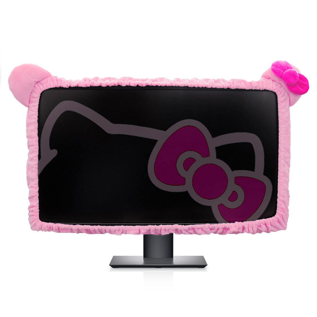 [Australia - AusPower] - Kakurookie 27'' - 34'' Computer Monitor Protective Cover with Cat Ear Design, Cute Pink Monitor Dust Cover with Furry Design, Elastic Dustproof, Suitable for PC, Tablet, TV (27-34in, Pink) 27-34in 
