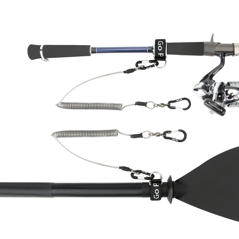 [Australia - AusPower] - Go Pal PS1 Kayak Paddle Leash, Fishing Pole Tether SUP Holder Safety Tool, Heavy Duty Coiled Lanyard Stretched to 78.7", 2pcs 