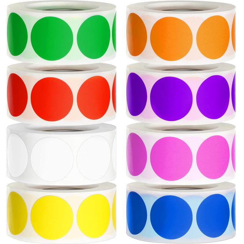 [Australia - AusPower] - Geyee 4000 Pieces Removable Color-Code Dot Stickers 1 Inch Circle Dots Stickers Round Inventory Label Rolls for Office Inventory Control, 500 Pieces/ Roll, 8 Colors (Classic Colors) Classic Colors 
