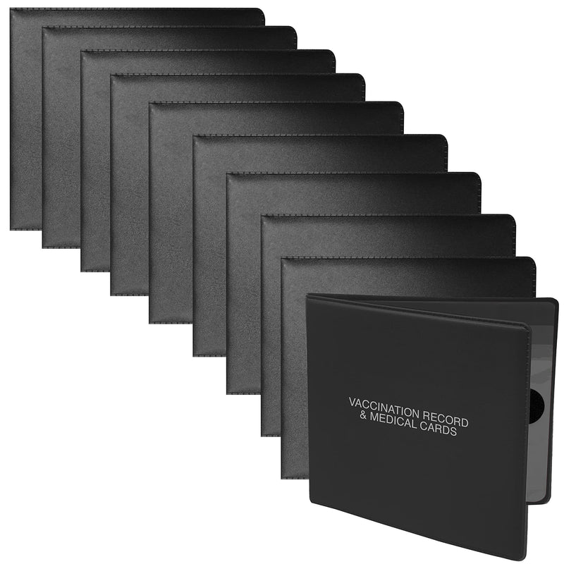 [Australia - AusPower] - Essentially Yours CDC Vaccine Immunization Record and Card Holder with Three Clear Card Sleeves, Black, 10 Pack 10-Pack 