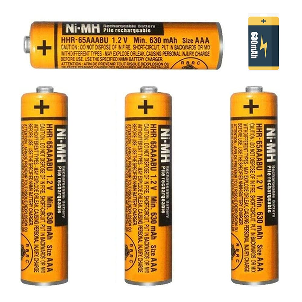 [Australia - AusPower] - AAA NI-MH Rechargeable Batteries ，4 Packs 630mAh HHR-65AAABU 1.2V Replacement Battery for Panasonic Cordless Phones，Household Batteries (4 Packs) 