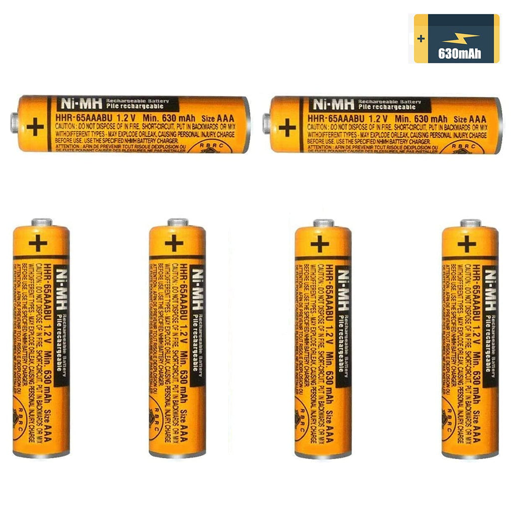 [Australia - AusPower] - AAA NI-MH Rechargeable Batteries ，6 Packs 630mAh HHR-65AAABU 1.2V Replacement Battery for Panasonic Cordless Phones，Household Batteries 
