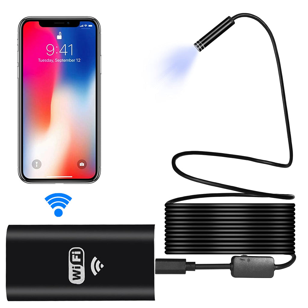 [Australia - AusPower] - Wireless Endoscope 5.5MM WiFi Snake Inspection Camera 1080P HD Semi-Rigid Endoscope Camera for Android and iOS air Duct Cleaning Tools Waterproof Household Sewer borescope 