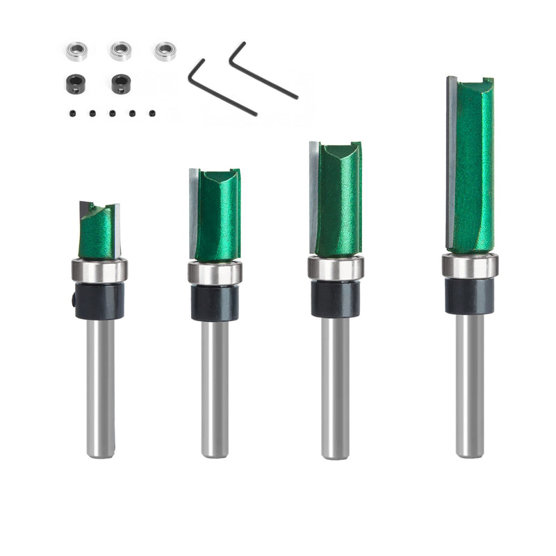 [Australia - AusPower] - ZokMok Plus 1/4 Shank Pattern Flush Trim Router Bits, Prevent Tear-Out, Perfectly Suitable for Light Work (Green with Accessories) 1/4'' Pattern Bit Green with Accessories(Plus) 