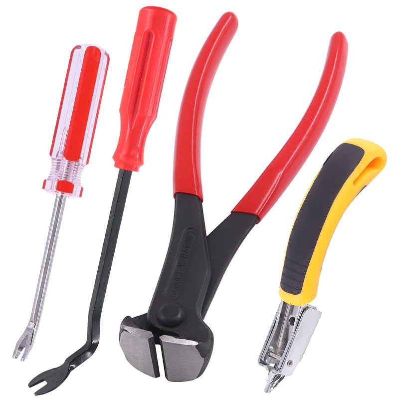 [Australia - AusPower] - Tanstic 4Pcs Nail Puller and Staple Remover Tool Set Including 7'' End Cutting Plier, Tack Pullers, Carpet Remover for Removing Nail and Staple on Furniture, Floor, Wooden Case, Carton, Photo Frame 