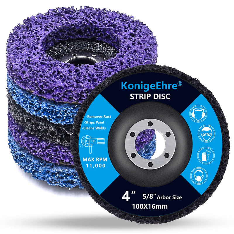 [Australia - AusPower] - KONIGEEHRE 6 Pack 4" x 5/8" Strip Discs Stripping Wheel Fit Angle Grinder Clean and Remove Paint Coating Rust Welds Oxidation 4 Inch 