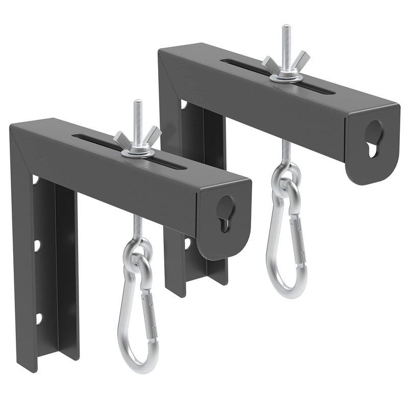 [Australia - AusPower] - Black Universal Projector Screen L-Bracket Wall Hanging Mount 6 inch Adjustable Extension with Hook Manual, for Wall or Ceiling Mount Home Projector and Movie Screens, 80 Lb Capacity Each 