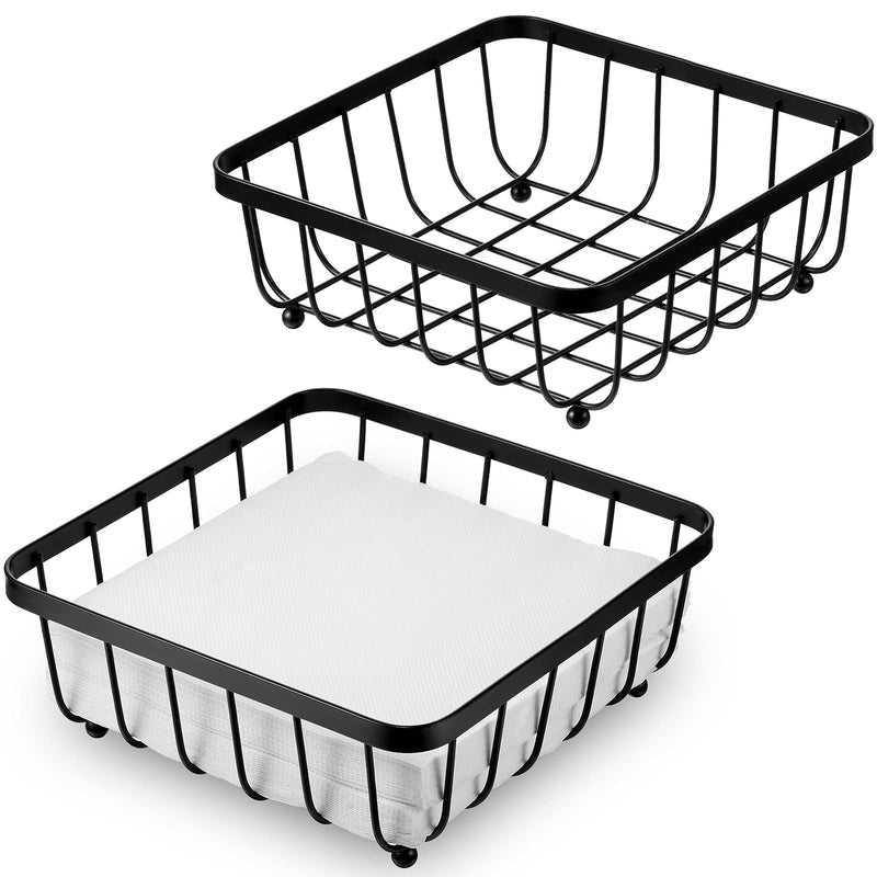 [Australia - AusPower] - Hotop, 2 Pieces Metal Napkin Holder Metal Paper Napkin Holder Napkin Storage Holder Rack for Dining Table, Kitchen, Coffee Table, Black, approx. 7.5 x 7.5 x 3 In 19 x 19 x 7 cm 