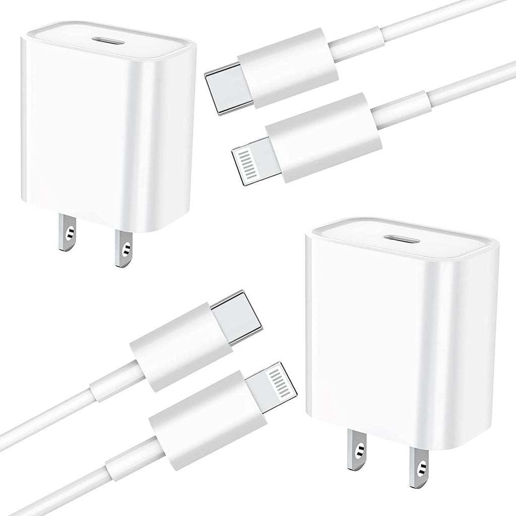 [Australia - AusPower] - [Apple MFi Certified] iPhone Fast Charger, esbeecables 2 Pack 20W PD USB C Power Wall Charger Travel Plug with 6FT Type C to Lightning Quick Charge Sync Cord for iPhone 13/12/11/XS/XR/X 8/iPad/AirPods 