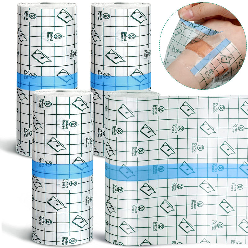 [Australia - AusPower] - 4 Rolls Transparent Stretch Adhesive Bandages Waterproof Clear Bandage Protective Adhesive Bandages Dressing Tape (6 Inch x 5.47 Yard) 6 Inch x 5.47 yard 