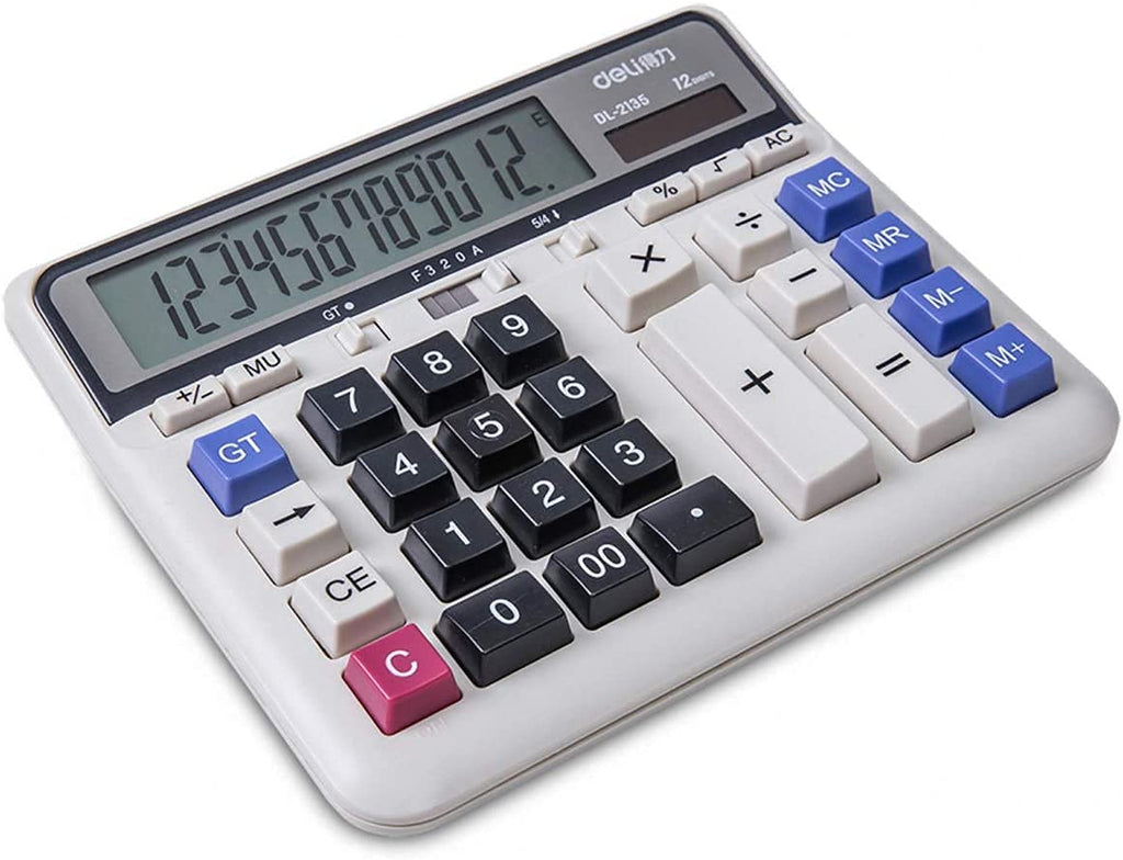 [Australia - AusPower] - DouMi Calculator Standard Function Scientific Electronics Desktop Financial Scientific Office Calculator, Big Button 12 Handheld for Daily and Basic Office (White) 