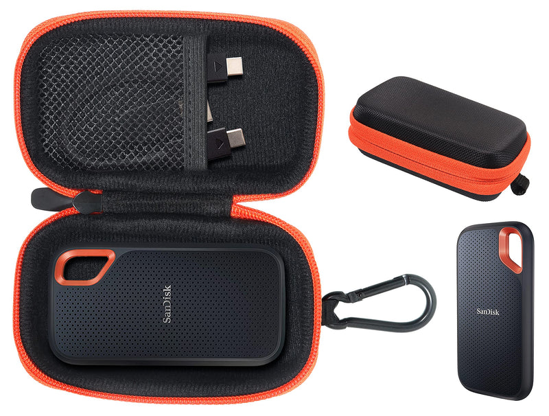 [Australia - AusPower] - getgear case for SanDisk Extreme, Extreme Pro Portable SSD Compatible with 500GB, 1TB, 2TB, 4TB, Black with Orange Contrast Handy Travel case 