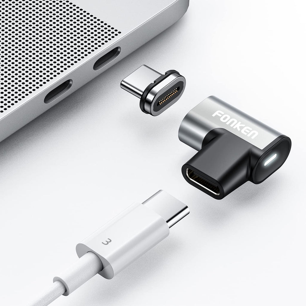 [Australia - AusPower] - USB C Magnetic Adapter, FONKEN 24Pins Magnetic USB C Adapter Connector Support PD 100W Quick Charge USB 3.1 10Gbps Data Transfer, 4K@60Hz Video Output for MacBook Pro/Air More USB-C Devices 