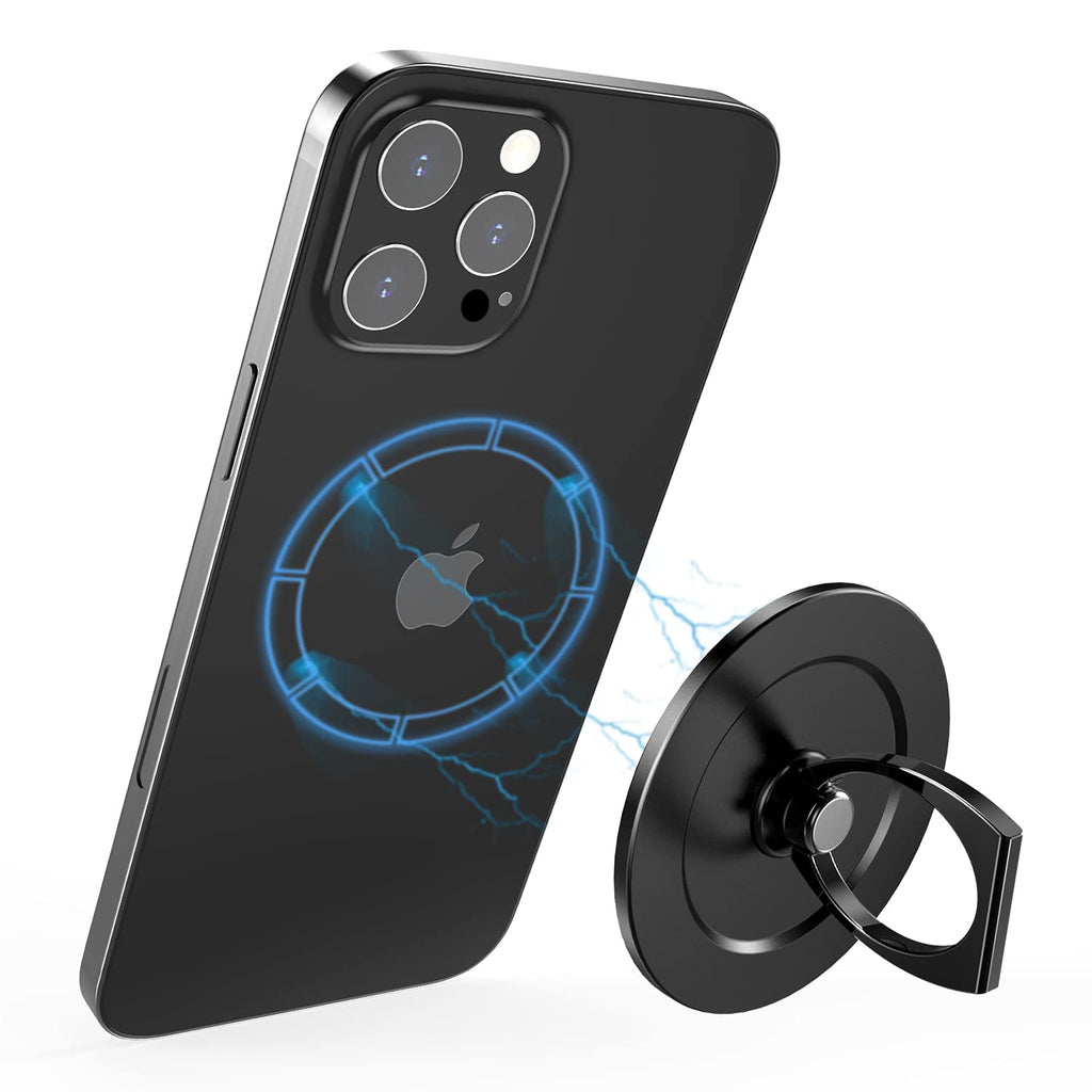 [Australia - AusPower] - Mag-Safe Ring Holder, enGMOLPHY Phone Ring Holder Compatible with iPhone 13/13 Pro/13 Pro Max/13 Mini/12/12 Pro/12 Pro Max/12 Mini and Magsafe Case 【Removable for Wireless Charging】 Black 