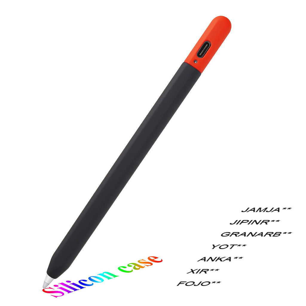 [Australia - AusPower] - Case for Stylus Pen Silicone Stylus Pen Cover Holder Anti-Slip Stylus Pen Sleeve Compatible with Type C Charging Port Stylus Pen black 