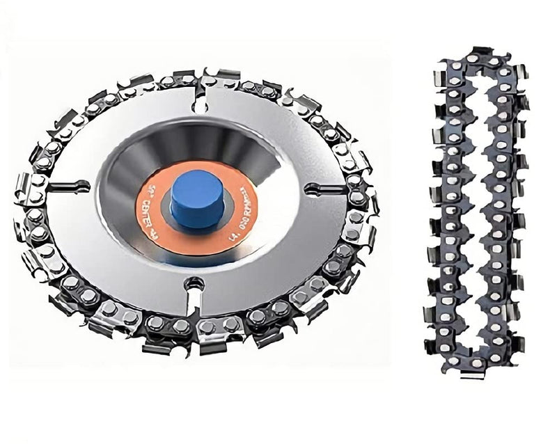 [Australia - AusPower] - Wood Carving Chain Disc/Chainsaw Grinder Wheel with 1 Extra Chain, for 4'' or 4"-1/2" Angle Grinder, 5/8" Arbor,Cutting Grinding Shaping 4Inch+1Chain Orange 
