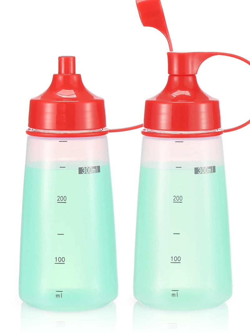 [Australia - AusPower] - oiununo Squeeze Bottles Wide Mouth - Pack of 2 Condiment Bottle Squeeze BPA free for Chunky Sauces, Resin, Crafts, Condiment Squeeze Bottles 300 mL/10 oz. (Red) Red*2 