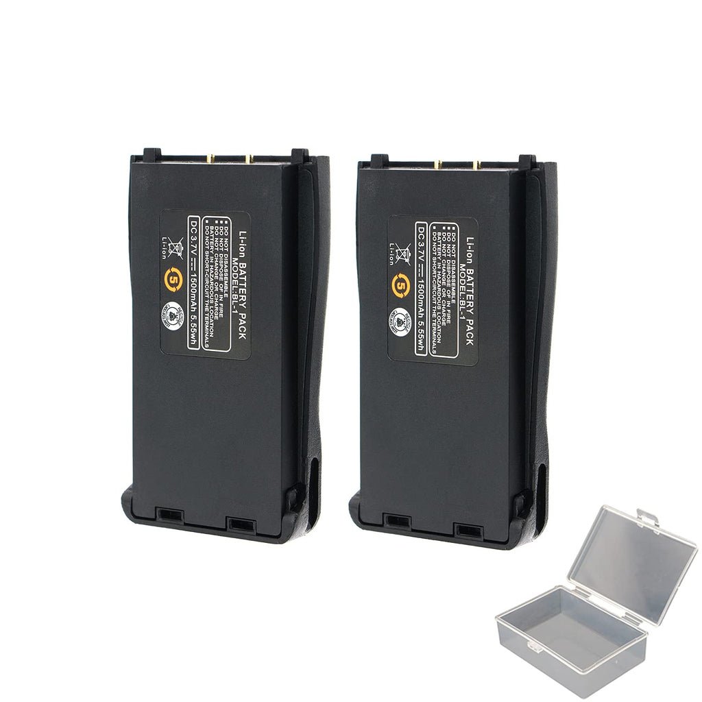 [Australia - AusPower] - Rechargeable Walkie Talkie Battery Replacement 1500 mAh Li-ion Battery Pack with Case for Baofeng BF-888S, Arcshell AR-5, Pxton PX-888S Walkie Talkies (2 Pack) 