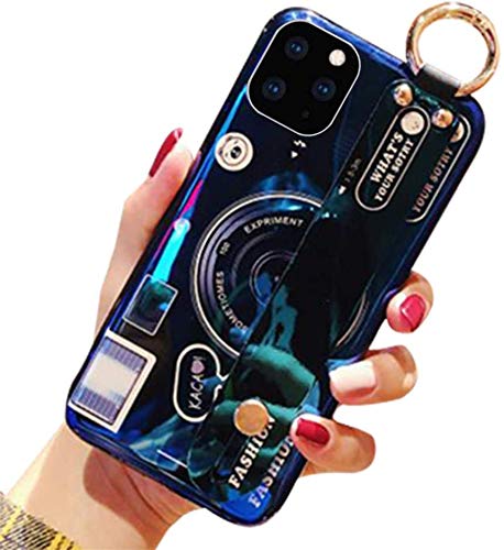 [Australia - AusPower] - for Boost Celero 5G Case & Samsung Galaxy A22 5G Case,3D Cute Camera Soft Holorgraphic TPU Cover with Ring Holder and Foldable Strap Kickstand,Luxury Bling Girly Phone Case for Girls Women Blue 