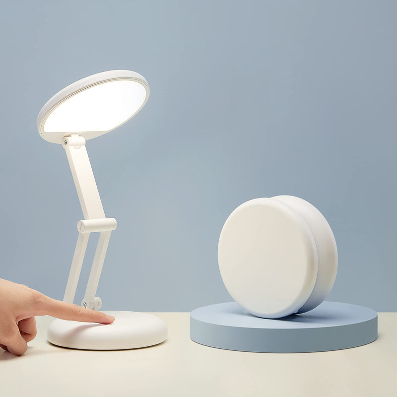 [Australia - AusPower] - ONEFIRE Desk Lamp Kids Desk Lamp Small Desk Lamp, 8 Brightness Desk Lamps Office Portable & Foldable, Cute Desk Lamp White Desk Lamp Study Lamp, Battery Operated Lamp Rechargeable Lamp Cordless Lamp Small White Desk Lamp 