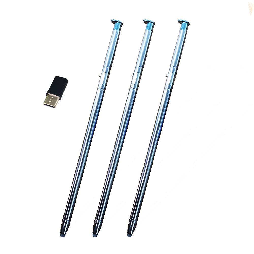 [Australia - AusPower] - 3 Pack Light Blue Touch Stylus Pen Replacement for LG Stylo 6 Stylus 6 Q730AM Q730VS Q730MS Q730PS Q730CS Q730MA LCD Touch Pen Stylus Pen + Type-c Adapter 