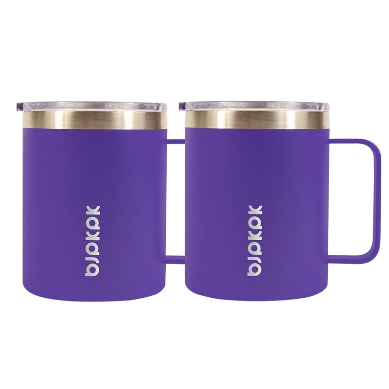 [Australia - AusPower] - BJPKPK 14oz Insulated Coffee Mug 2 Pack, Stainless Steel Camping Mug with Slider Lid, Travel Tumbler Cup, Coffee Thermos Outdoor Blue 