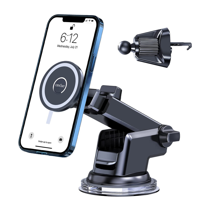 [Australia - AusPower] - CIENCIMY Magnetic Phone Holder for Car Dashboard/Windshield/Air Vent Compatible with MagSafe Dash Mount for iPhone 13 12 Pro Max Mini [Military-Grade Super Suction & Stable] Suction Cup Phone Holder Suction Cup Car Mount 