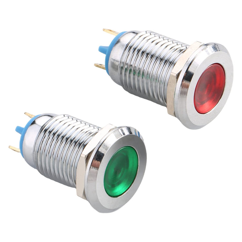 [Australia - AusPower] - Aicosineg LED Indicator Light 24V 0.75" Hole Diameter Waterproof Signal Lamp Red Green Flush Panel Mount for Electrical Control Panel 2pcs 
