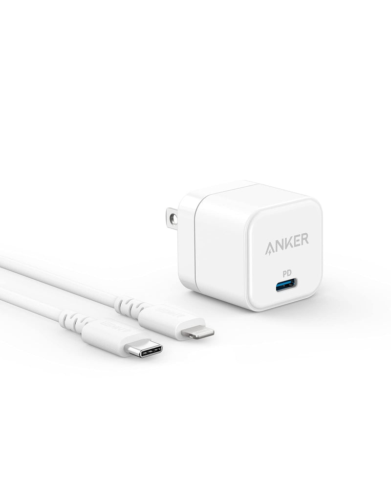 [Australia - AusPower] - USB C Charger, Anker 20W Fast Charger with Foldable Plug, PowerPort III 20W Cube Charger with USB-C to Lightning Cable for iPhone 13/13 Mini/13 Pro/13 Pro Max/12, Galaxy, iPad/iPad Mini and More 