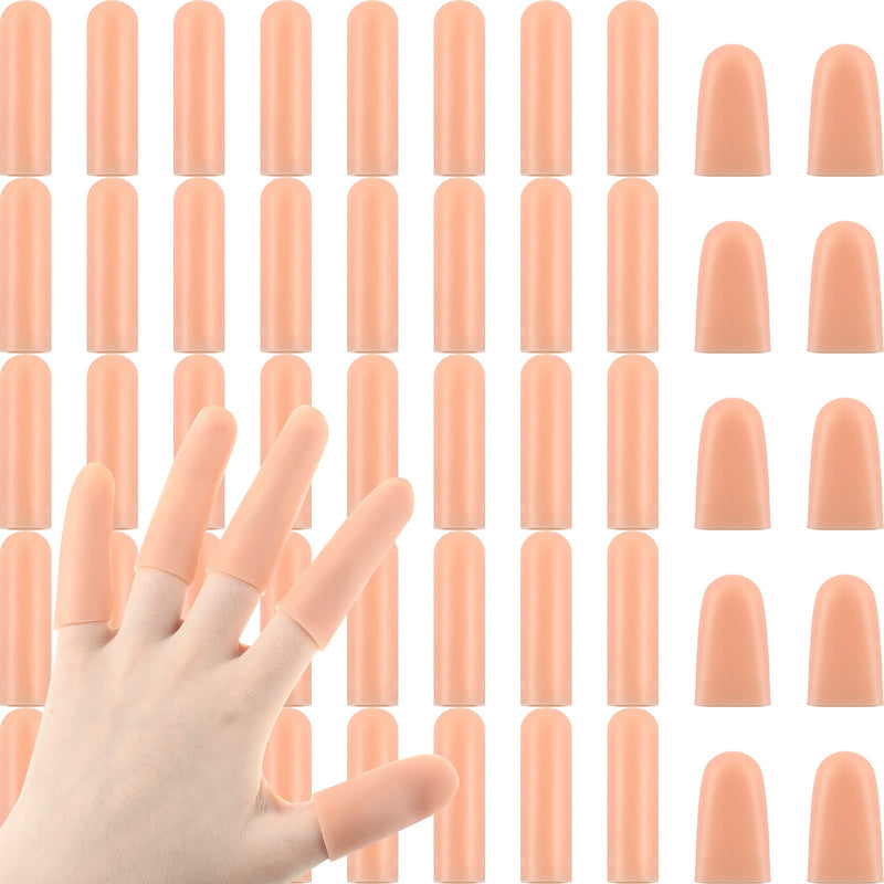 [Australia - AusPower] - 50 Pieces Gel Finger Cots Gel Finger Support Protector Gloves Gel Finger Cover Caps Silicone Finger Sleeves, 40 Pieces Long, 10 Pieces Short (Beige) Beige 