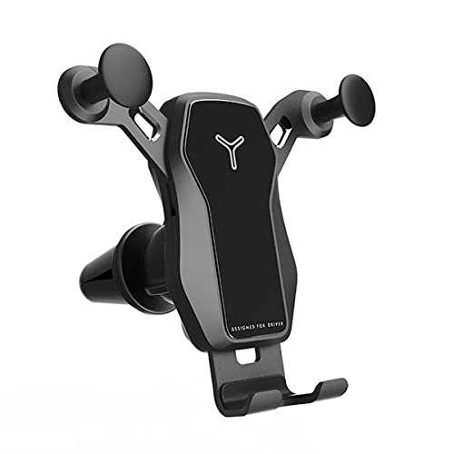 [Australia - AusPower] - SALEX Gravity Phone Holder for Car. Black 360 Degree Free Rotation Clip-On Air Vent Mount for Cell Phone. Hands Free Bracket for GPS, Smartphones up to 6.5". Universal Cradle for Automobile Air Vent. 