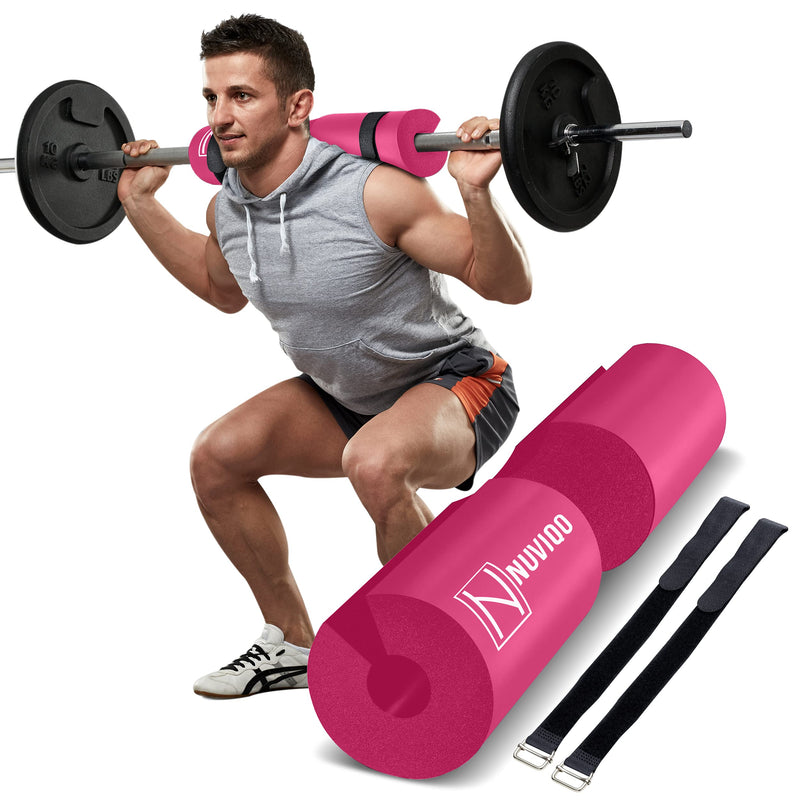 [Australia - AusPower] - Barbell Pad Squat Pad for Lunges and Squats - Hip Thrust Pad for Standard and Olympic Bars - Provides Cushion to Neck and Shoulders While Training Pink 