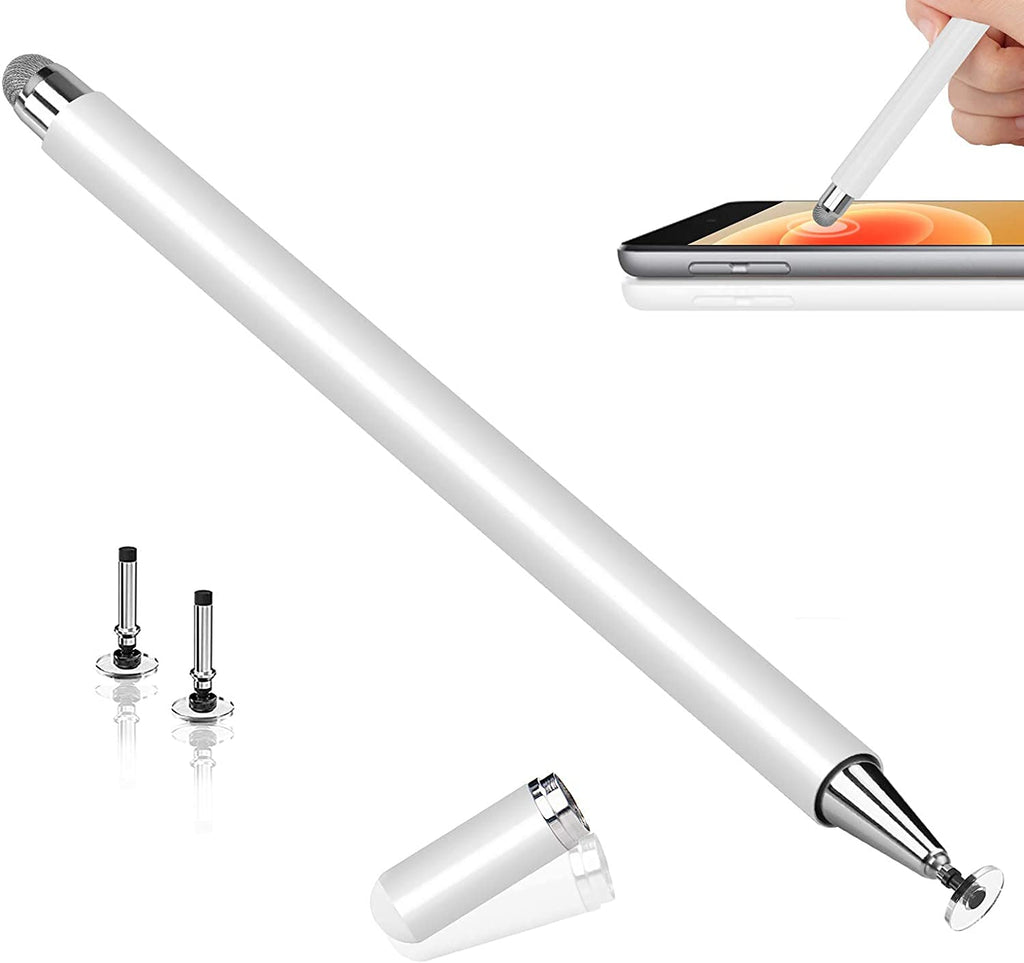 [Australia - AusPower] - Stylus Pens for Touch Screens, Stylus Pen for iPad, Universal Touch Tablet Pencil with Magnetic Cap 3 Spare Tips for iPhone/iPad Pro/Mini/Air/Android/Microsoft Surface and Tablet Devices (White) white 